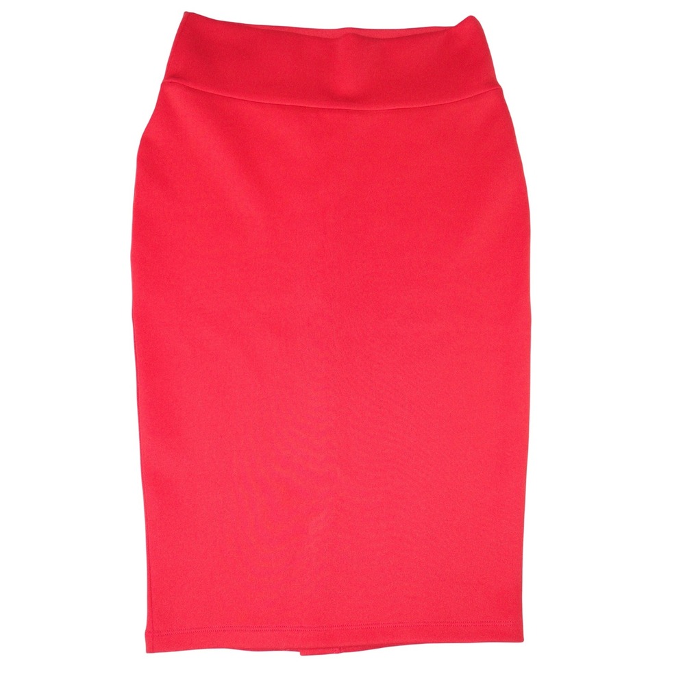Thalia Sodi Womens Red Stretch Knit Pencil Midi Skirt Size Small High Waist Slit